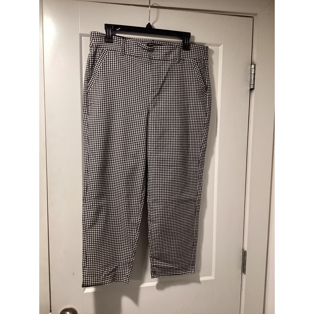 Mario Serrani Italy Black White Gingham Capri Pants Womens Large NWT 1966651